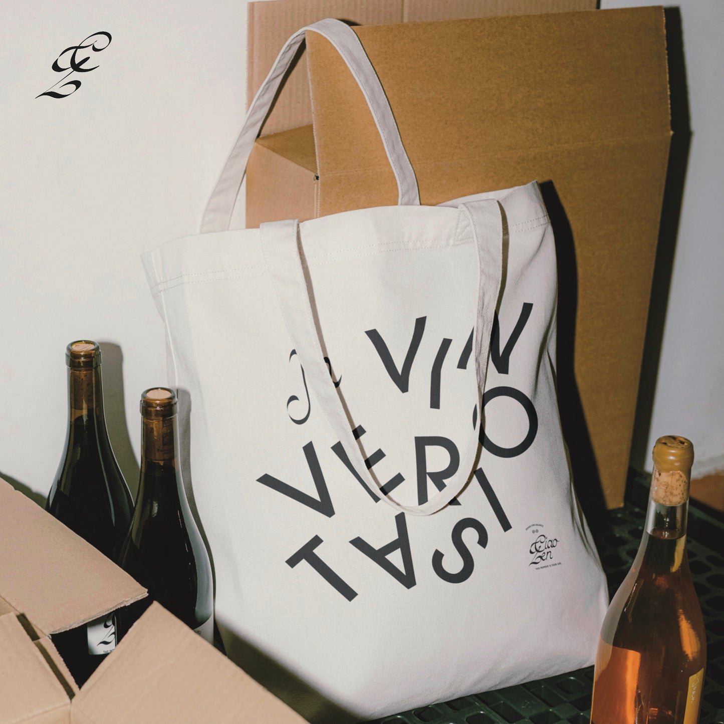 In Vino Veritas Small White Organic Tote